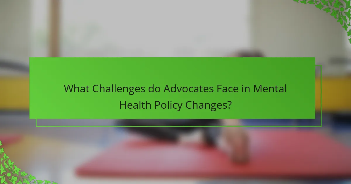 What Challenges do Advocates Face in Mental Health Policy Changes?