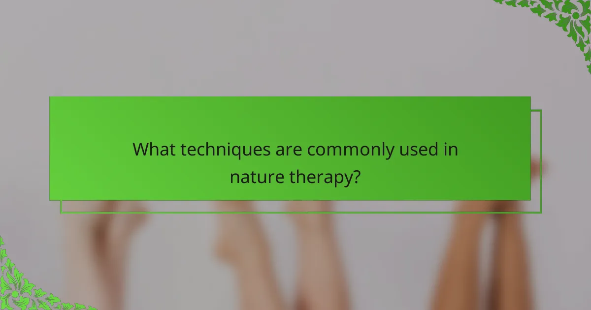 What techniques are commonly used in nature therapy?