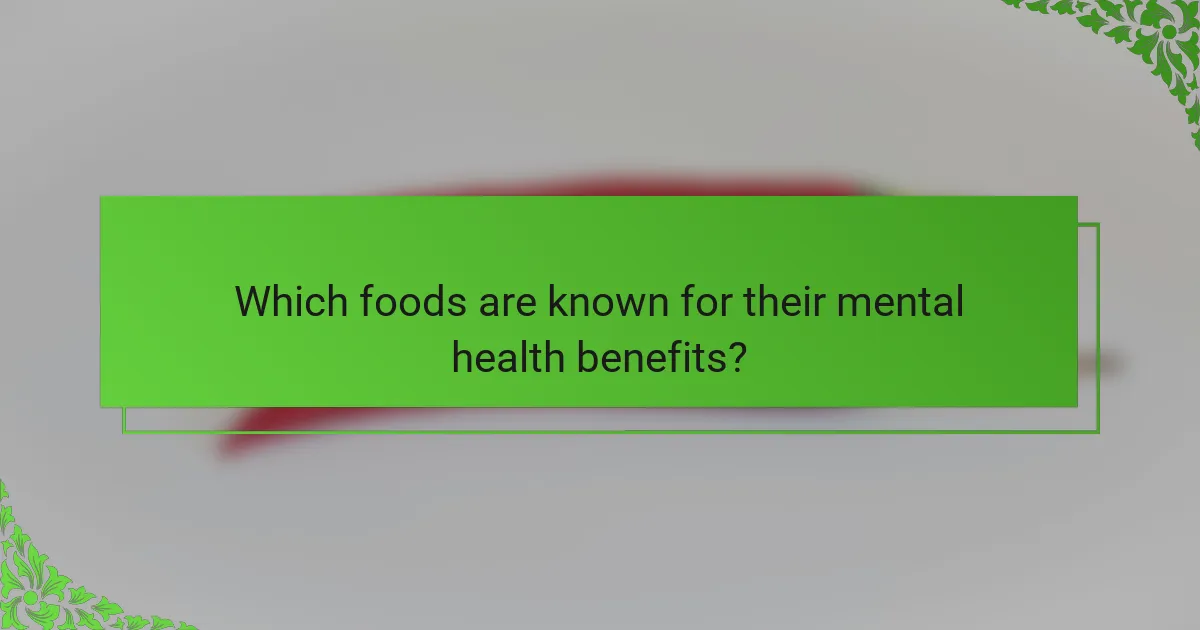 Which foods are known for their mental health benefits?
